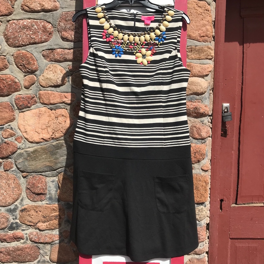 NEW Monsoon Fusion Striped and Jeweled Dress